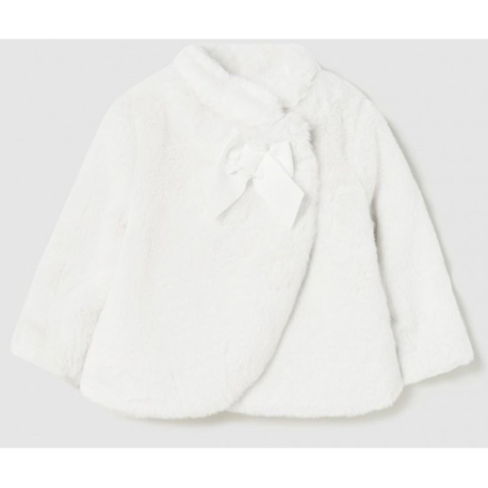 Mayoral Elegant Ivory Faux Fur Cape
